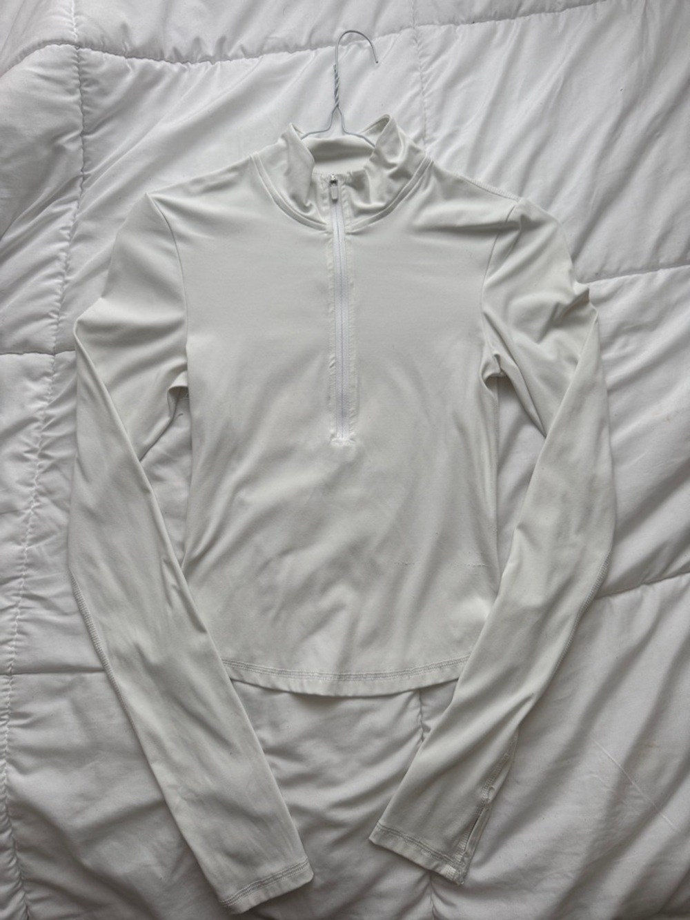 Garage White Long Sleeve Half-Zip Athletic Top